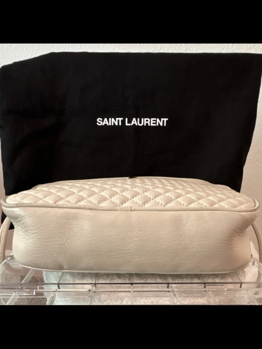 Saint Laurent Quilted Crossbody Bag in Cream Leather with YSL Monogram - Picture 8 of 12